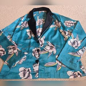 🌈 NWT Asos Satin Feel Button Down Collared Long Sleeve Blouse Size Small